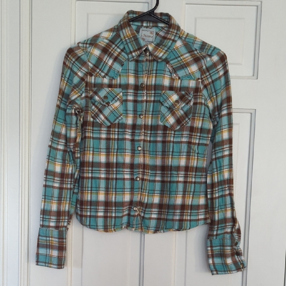 Periscope Western Inspired Plaid Flannel Button Down